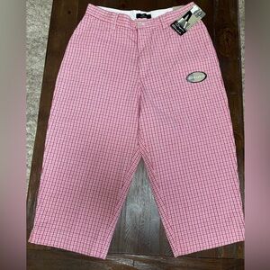 LEE ROSE PLAID STRETCHY CASUAL MIDRISE COMFORTABLE CAPRI PANTS SZ 12P BRAND NEW